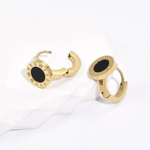 Stainless Steel Elegant Earrings Roman Numeral Women NWT - Picture 4 of 4